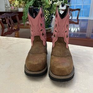 John Deere Brown and Pink Leather Footwear